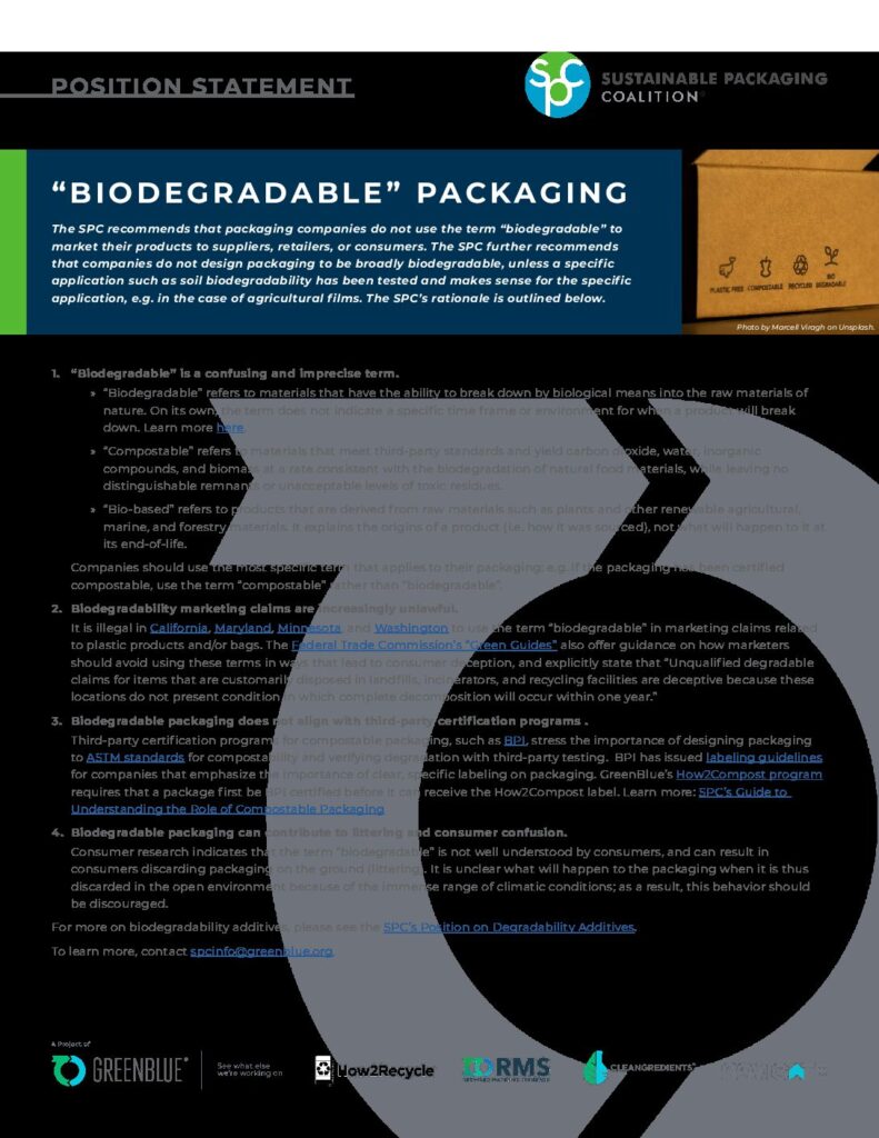 thumbnail of Public_SPC Position Statement_Biodegradable Packaging