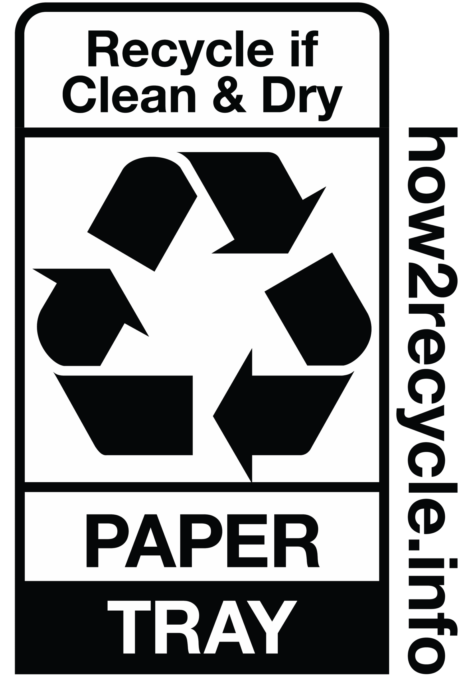How2Recycle label on a paper tray reading 'Recycle if Clean & Dry'